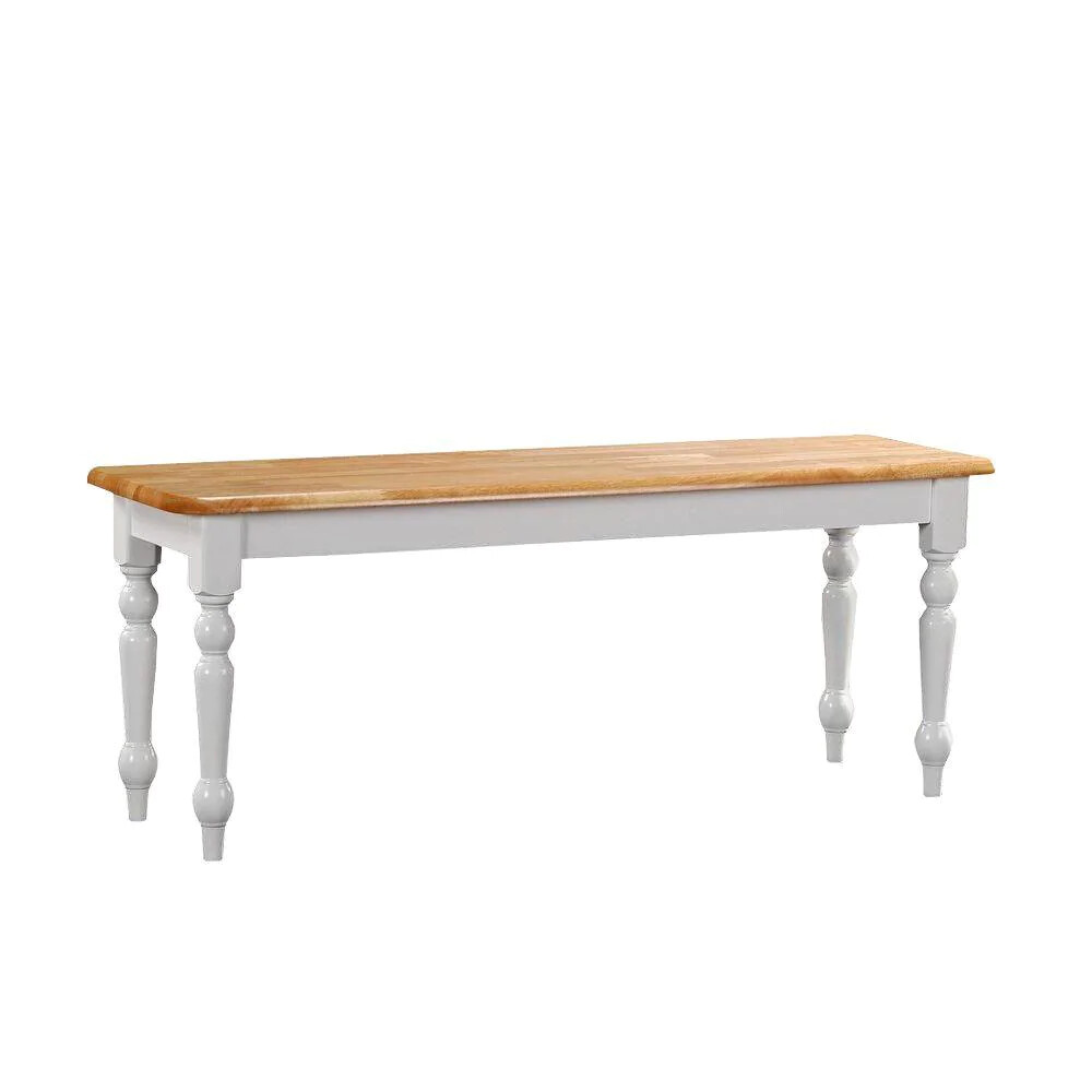 Boraam Bench Solid Hardwood Construction Backless White Finish Legs 14 in. Depth