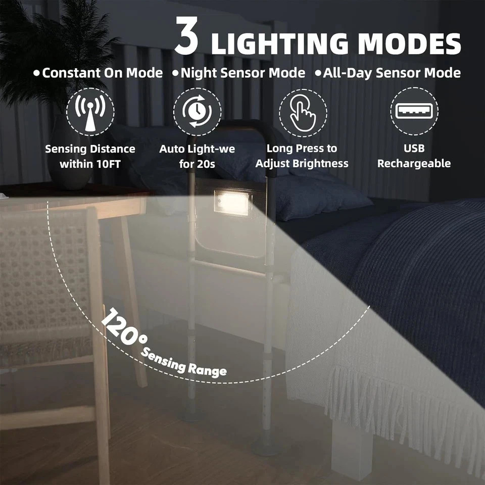 Bed Assist Bar with Storage Pocket, Height Adjustable Bed Rail for Elderly Adul