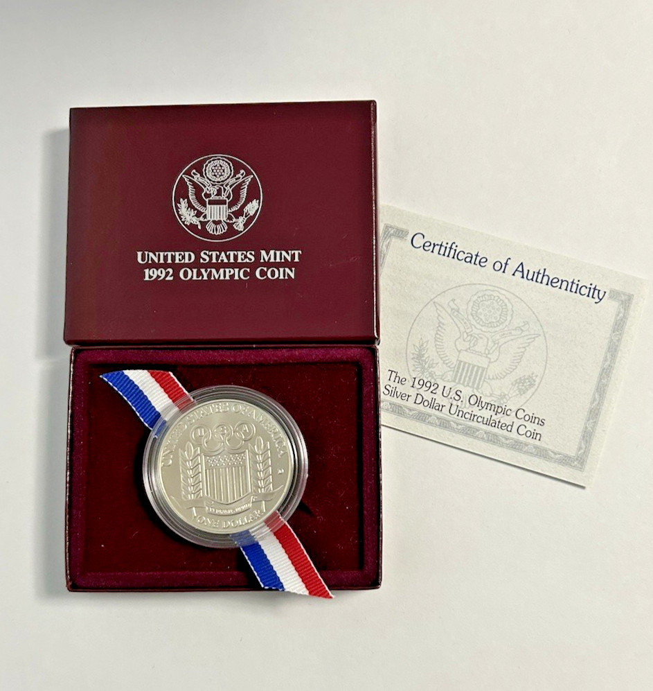 1992-D Olympic Baseball Silver Dollar Proof 90% Silver OGP Box COA