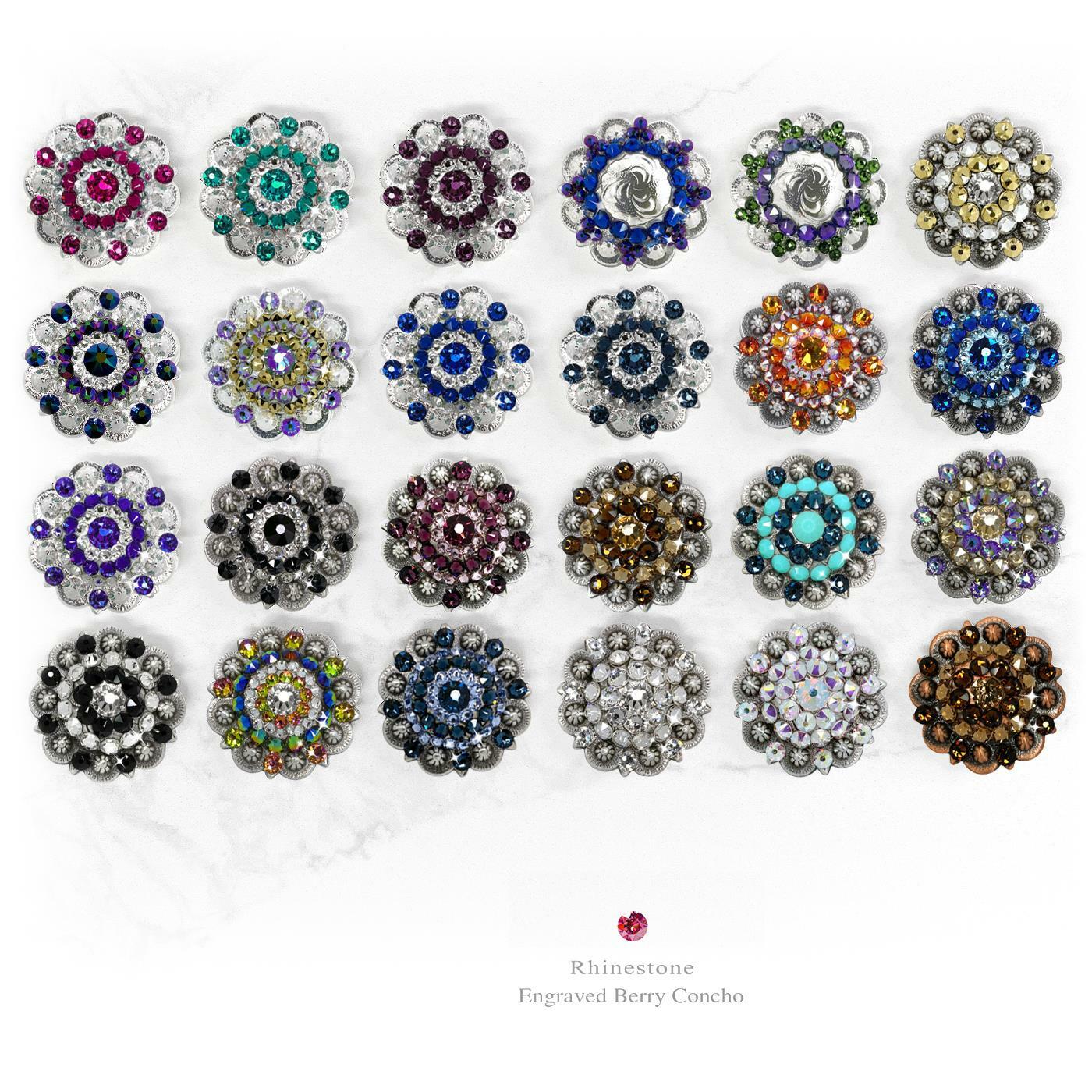 Saddle Tack Bling Rhinestone Crystal Conchos assembled in the U.S