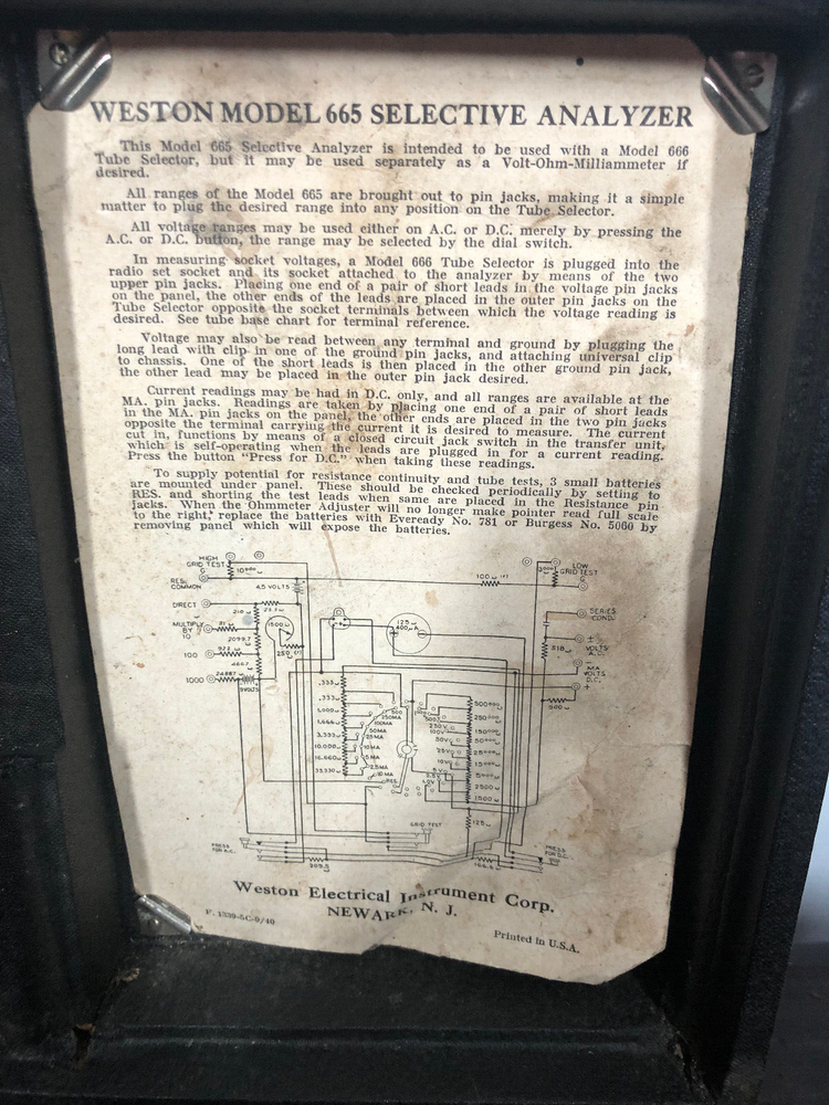 Vintage Weston Selective Analyzer Model 665 and Case