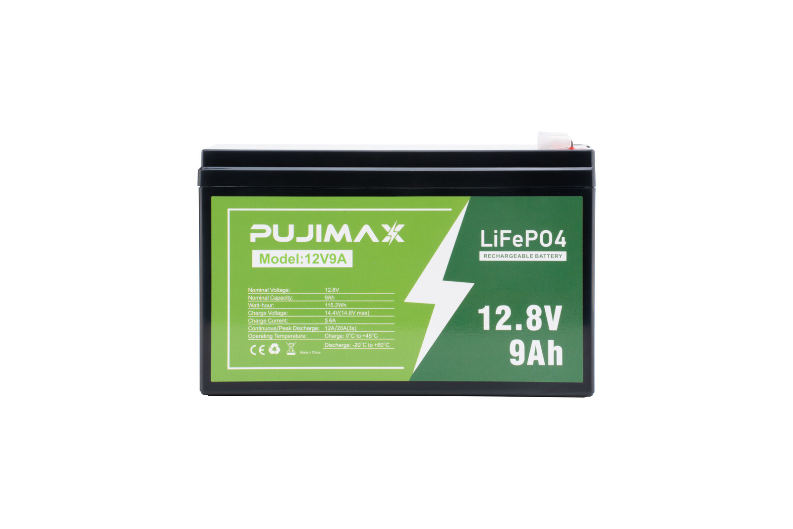 12V 9Ah LiFePO4 Lithium Battery 2000 Cycle Rechargeable Battery For Solar System