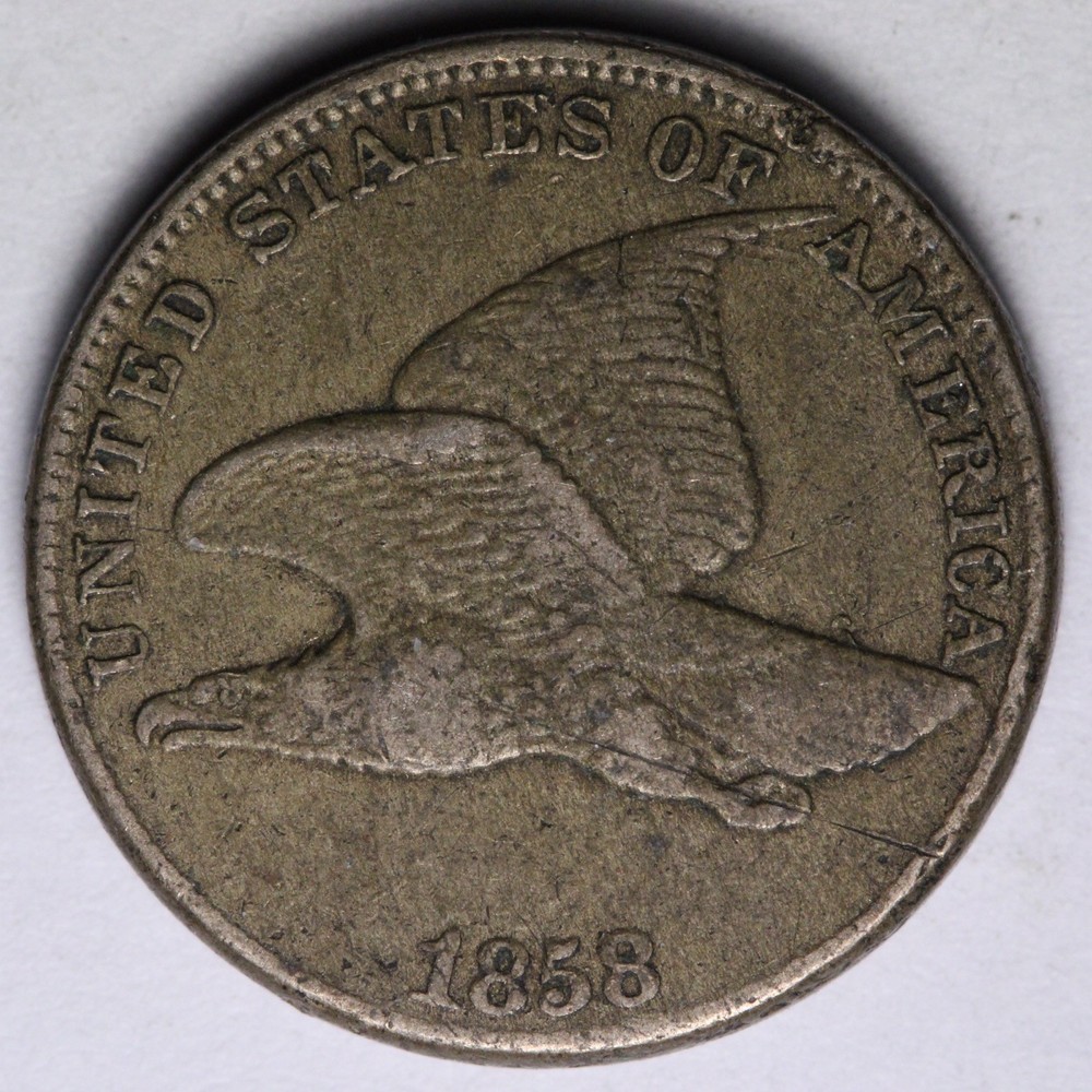 1858 LARGE LETTERS Flying Eagle Cent Penny AU DETAILS E244 IA