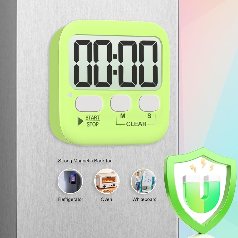 2 Pack Digital Timer for Kids, Magnetic Countdown Kitchen Timers for Cooking,...