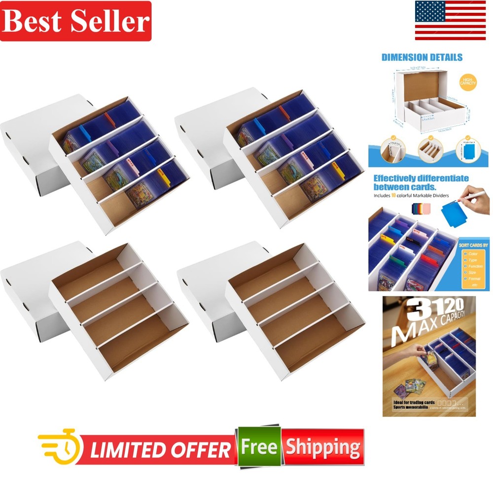 Eco-Friendly 4 Pack Card Storage Boxes – Durable Design, Easy Assembly & Storage