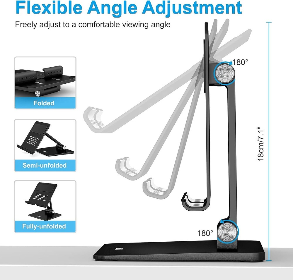 Tablet Stand Aluminum Adjustable Tablet Holder Foldable Desktop Stand iPad Mini