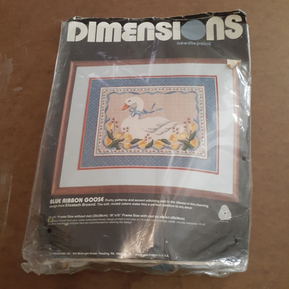 Dimensions Needlepoint Kit Blue Ribbon Goose Spring Easter Tulips (Open Package)
