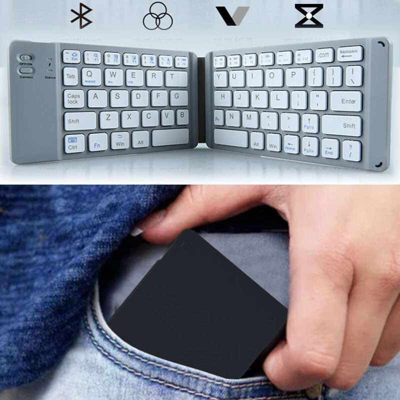 Mini Foldable Wireless Bluetooth Keyboard for PC Laptop iPhone iPad iOS Tablet