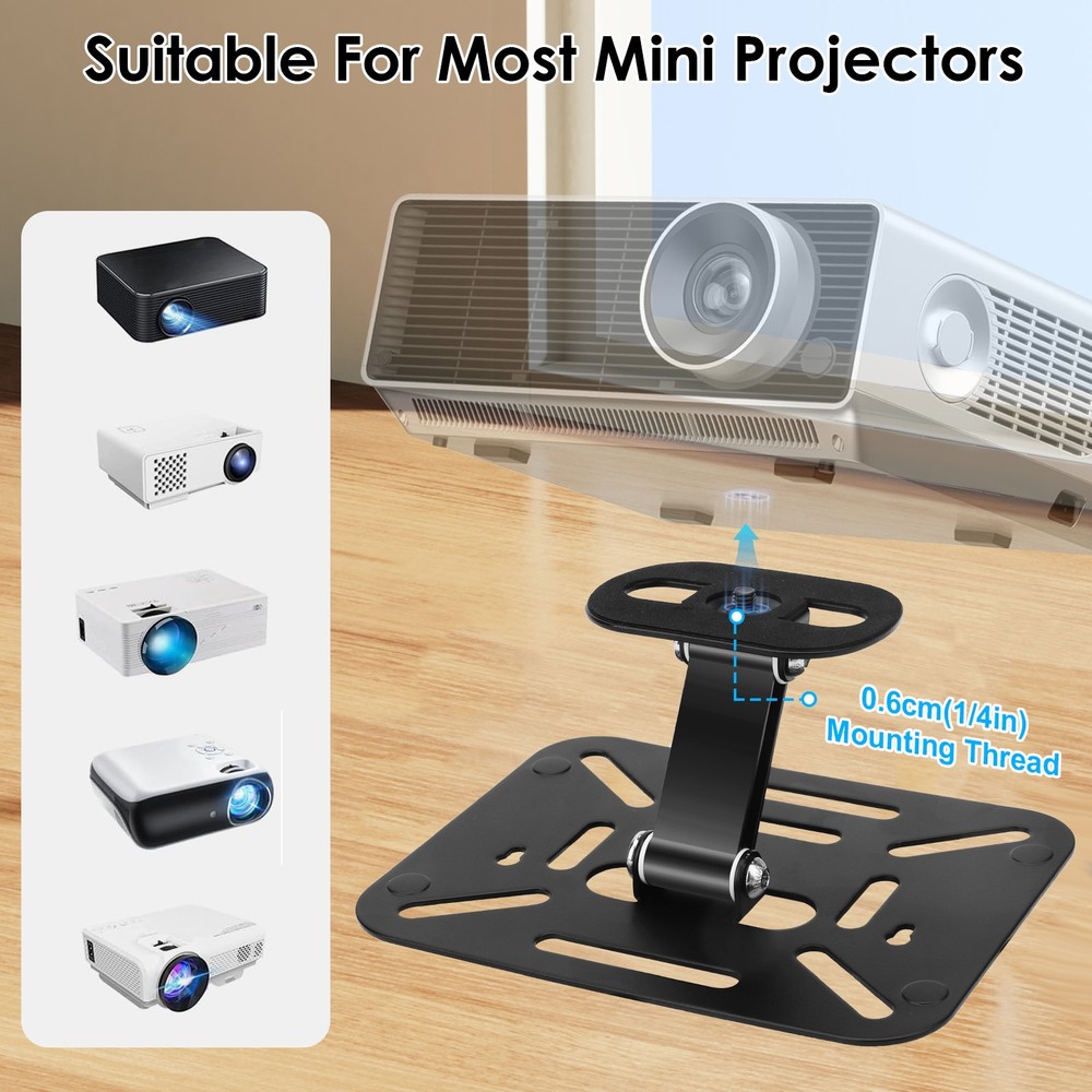 Universal Projector Wall Ceiling Mount 180°Rotation Tabletop Stand w/ 1/4" Screw