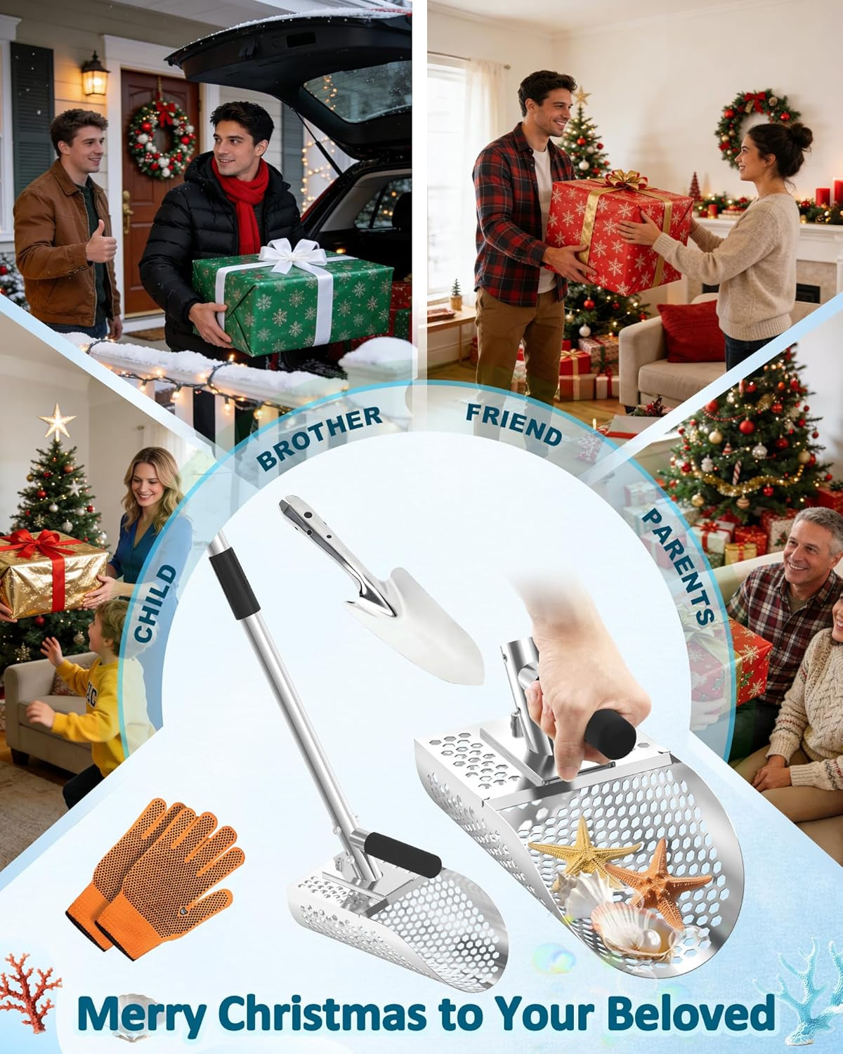 Stainless Steel Sand Scoop for Metal Detecting and Treasure Hunting