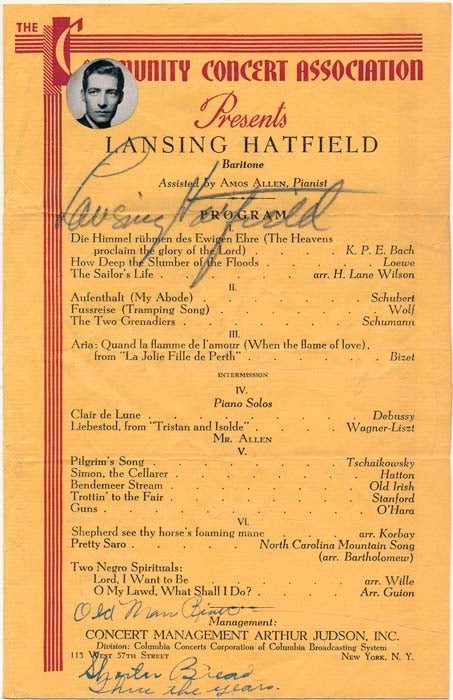 Lansing HATFIELD / Signed Program