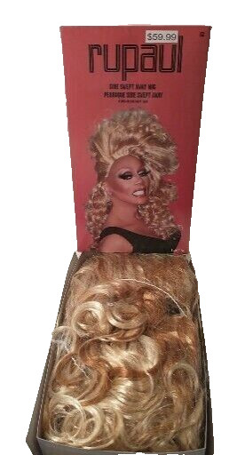 RuPaul Side Swept Away Wig Halloween Costume Blonde Adult Fake Hair Drag Pride