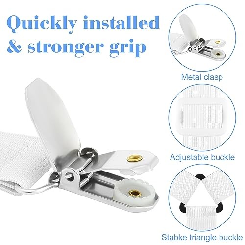 2 Pack Bed Sheet Fasteners Straps Adjustable Bed Sheet Holder 2 Pcs White