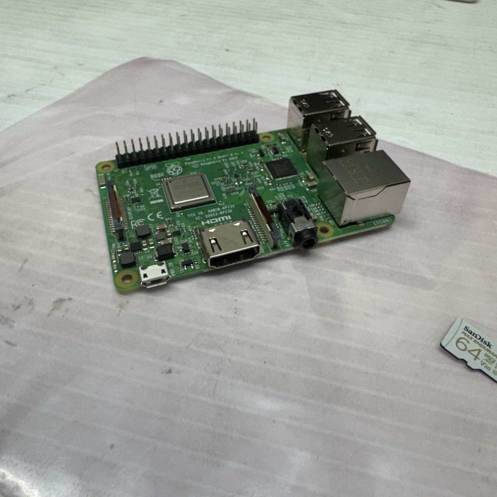 Raspberry Pi 3 Model B V1.2 w/ 64gb SD Card - NO AC ADAPTER, PI AND SD CARD ONLY