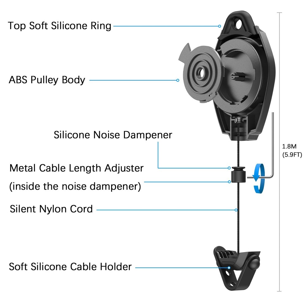 VR Cable Management System, 6 Pack Ceiling Pulley for Quest 3/2, Valve Index