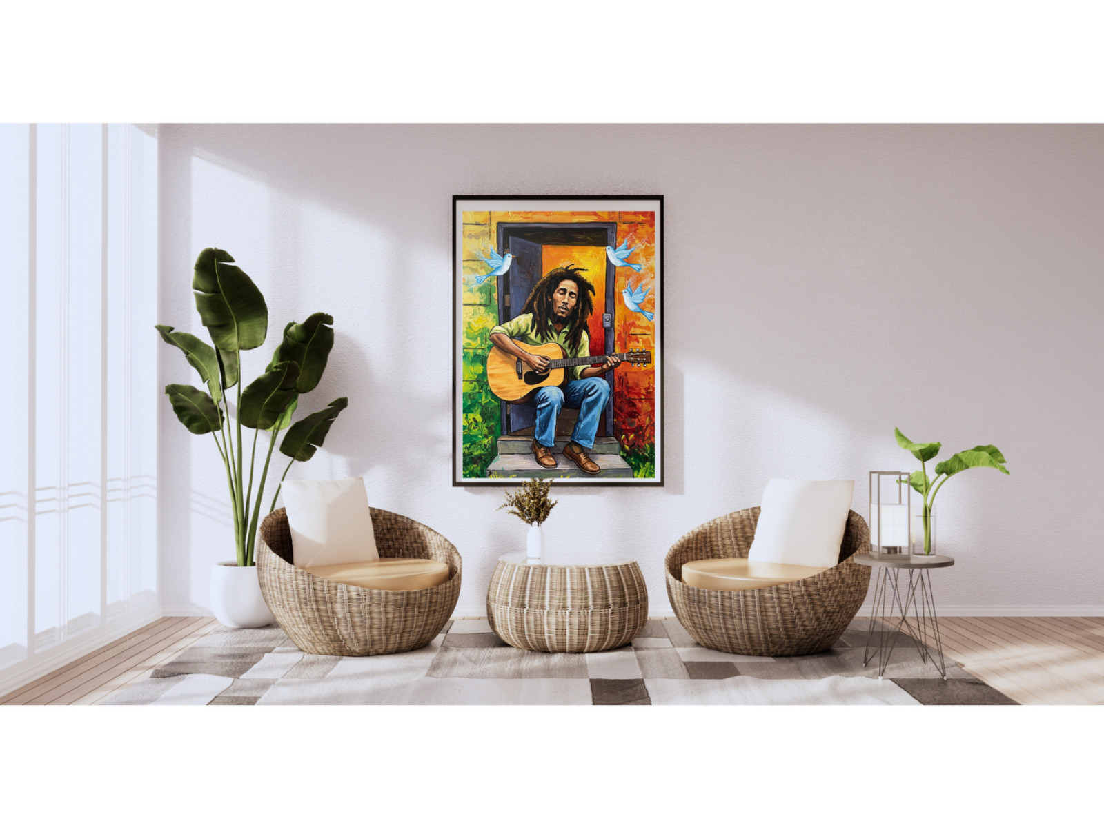 Bob Marley Three Little Birds Painting Poster