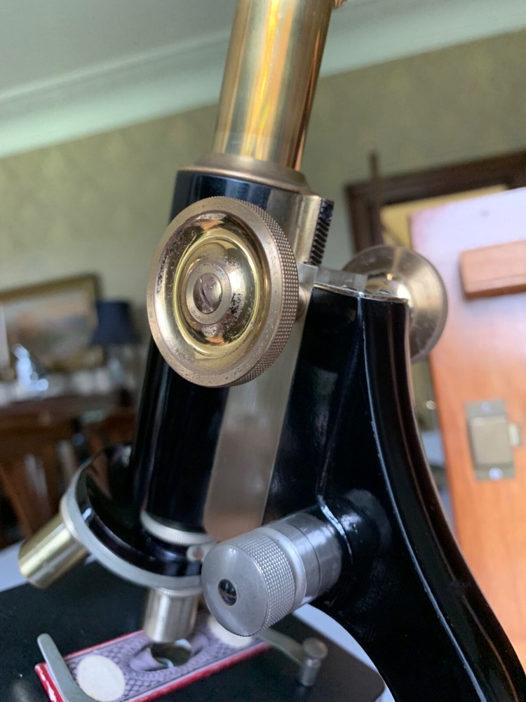 Antique C. Baker - Brass Monocular Microscope - circa 1920s, Cased