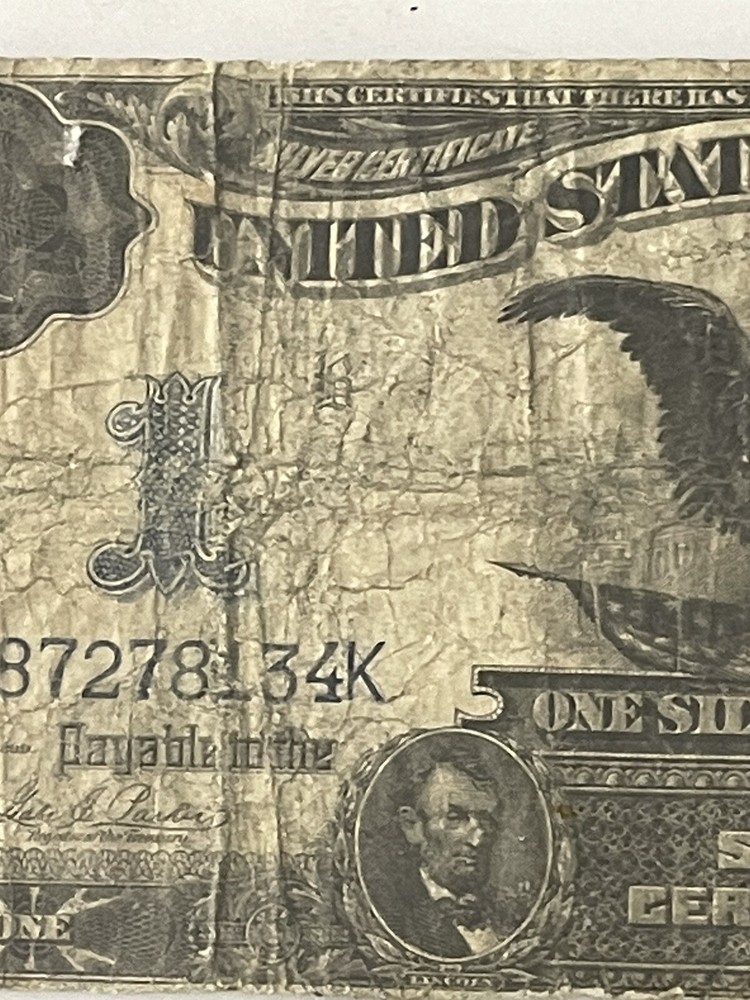 Large Bill 1899 Silver Certificate One Dollar Black Eagle