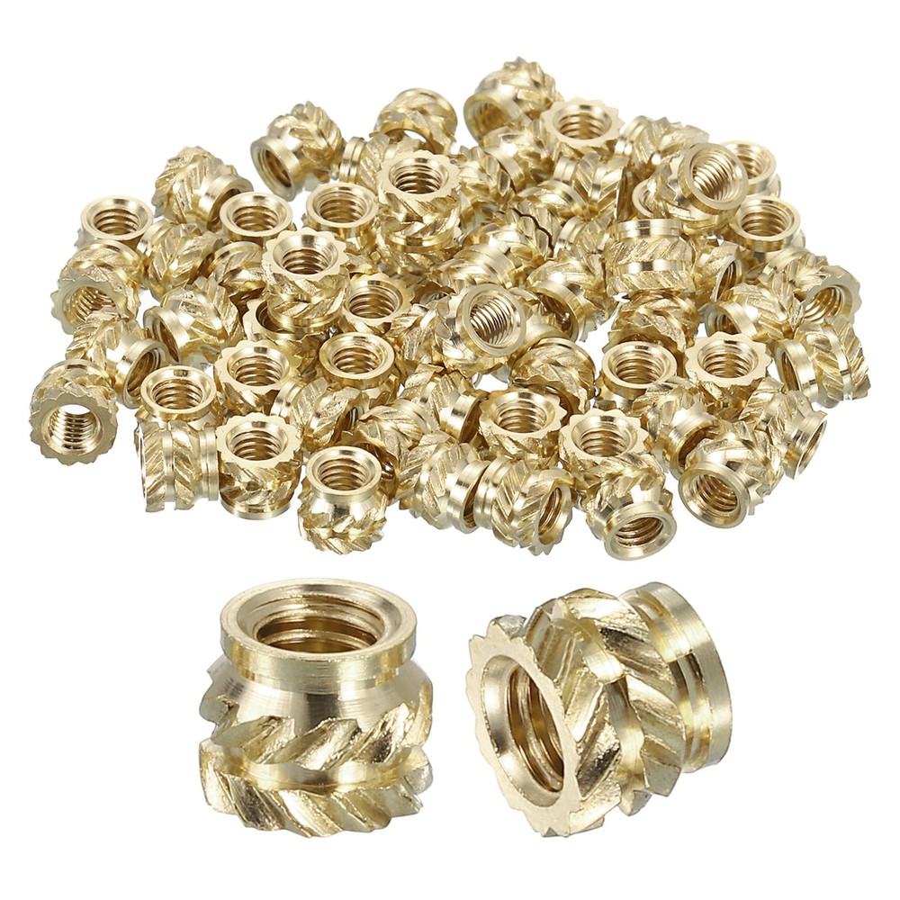 100pcs Knurled Insert Nuts M3 x 4mm L x 5mm OD Brass Heat Insert Nuts