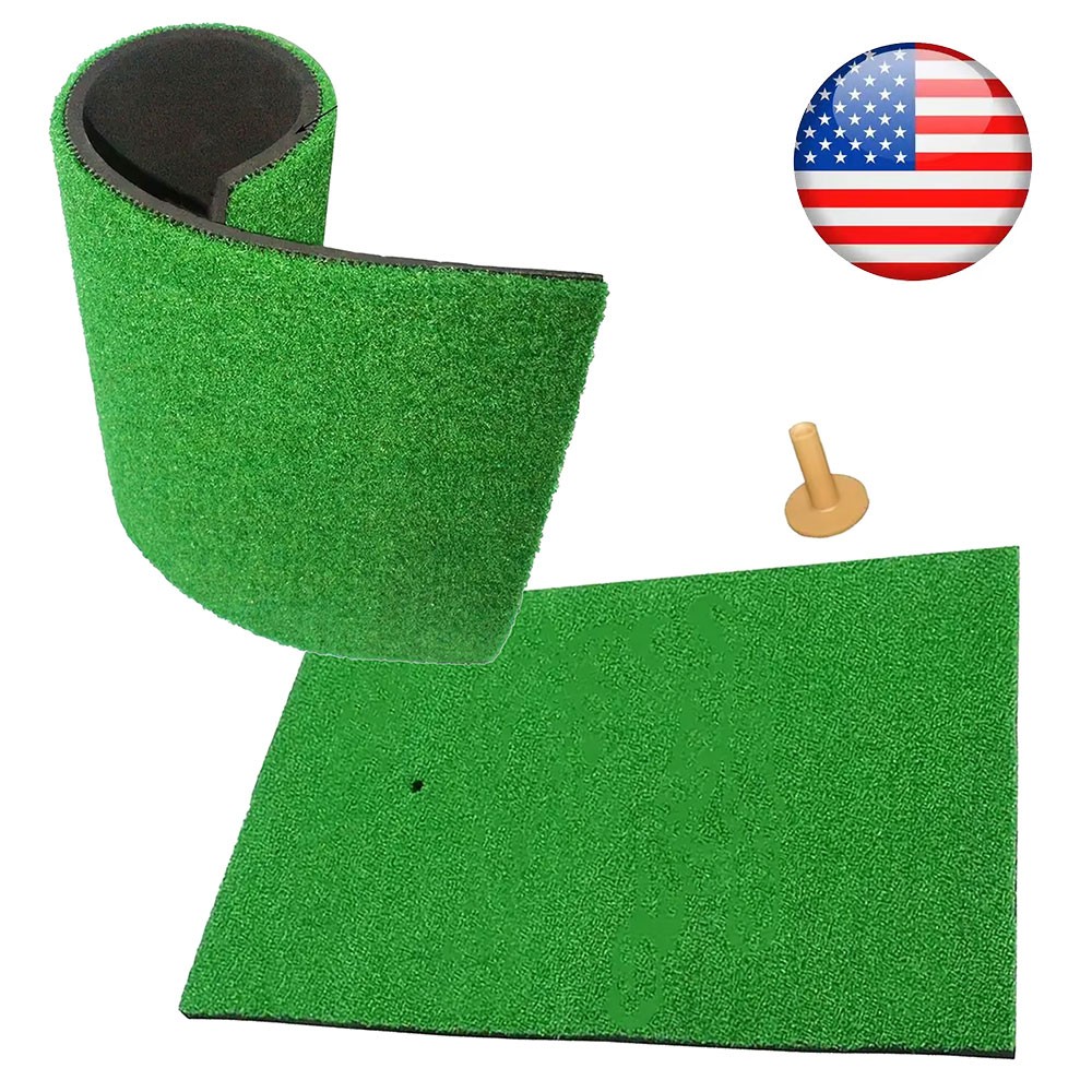 Indoor Golf Practice Mat Portable Turf Training Pad Tee Home Use Swing Hitting