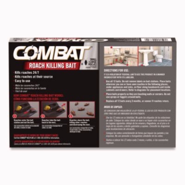 Combat Roach Killing Bait Stations for Small and Large Roaches, 12 Count