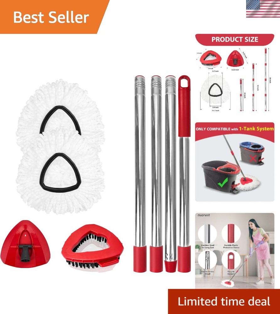 Spin Mop Replacement Set for EasyWring 1-Tank System Microfiber Mop Heads