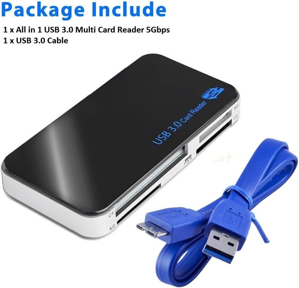 USB 3.0 Memory Card Reader Adapter 5GBPS Fit CF/TF/SD/Micro SD/XD/M2/MS Card