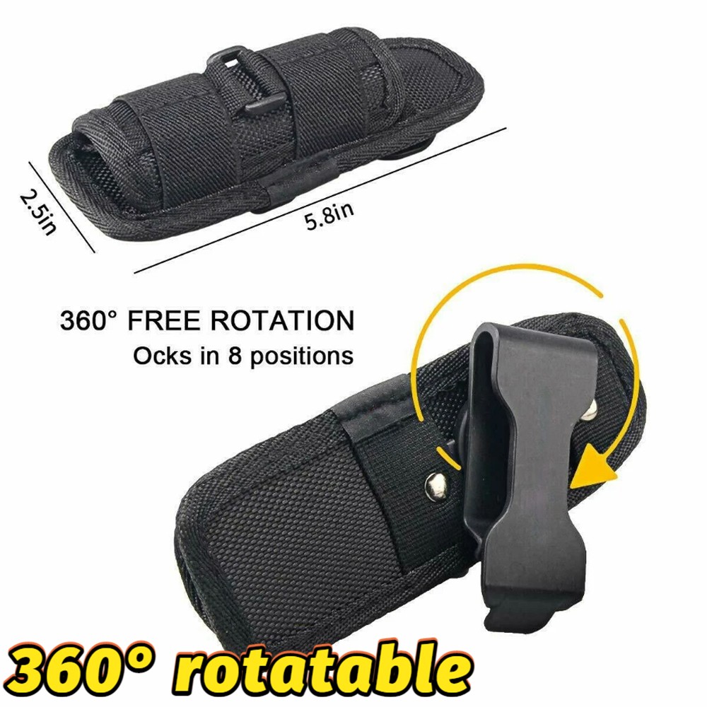 360° Rotatable Green Tactical Flashlight Holster Stretchable Clip Holder Pouches