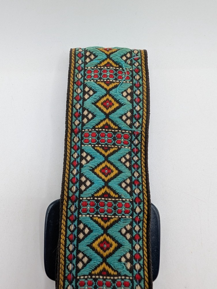 Vintage 70's Camera Neck Strap Woven Pattern Adjustable ~3ft Retro