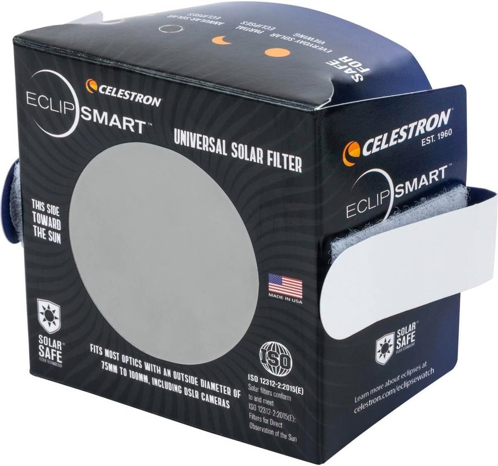 EclipSmart Folding Solar Eclipse Filter - Safe for Telescope & DSLR Cameras