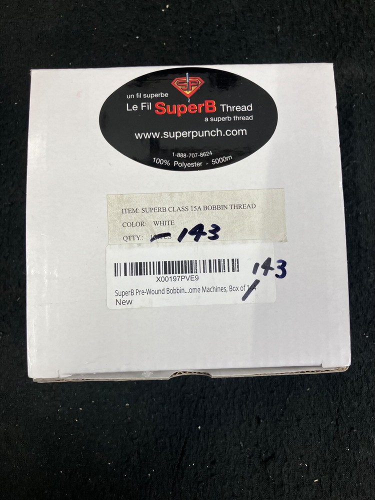SUPERB PRE-WOUND WHITE BOBBIN THREAD CLASS 15A 143PCS