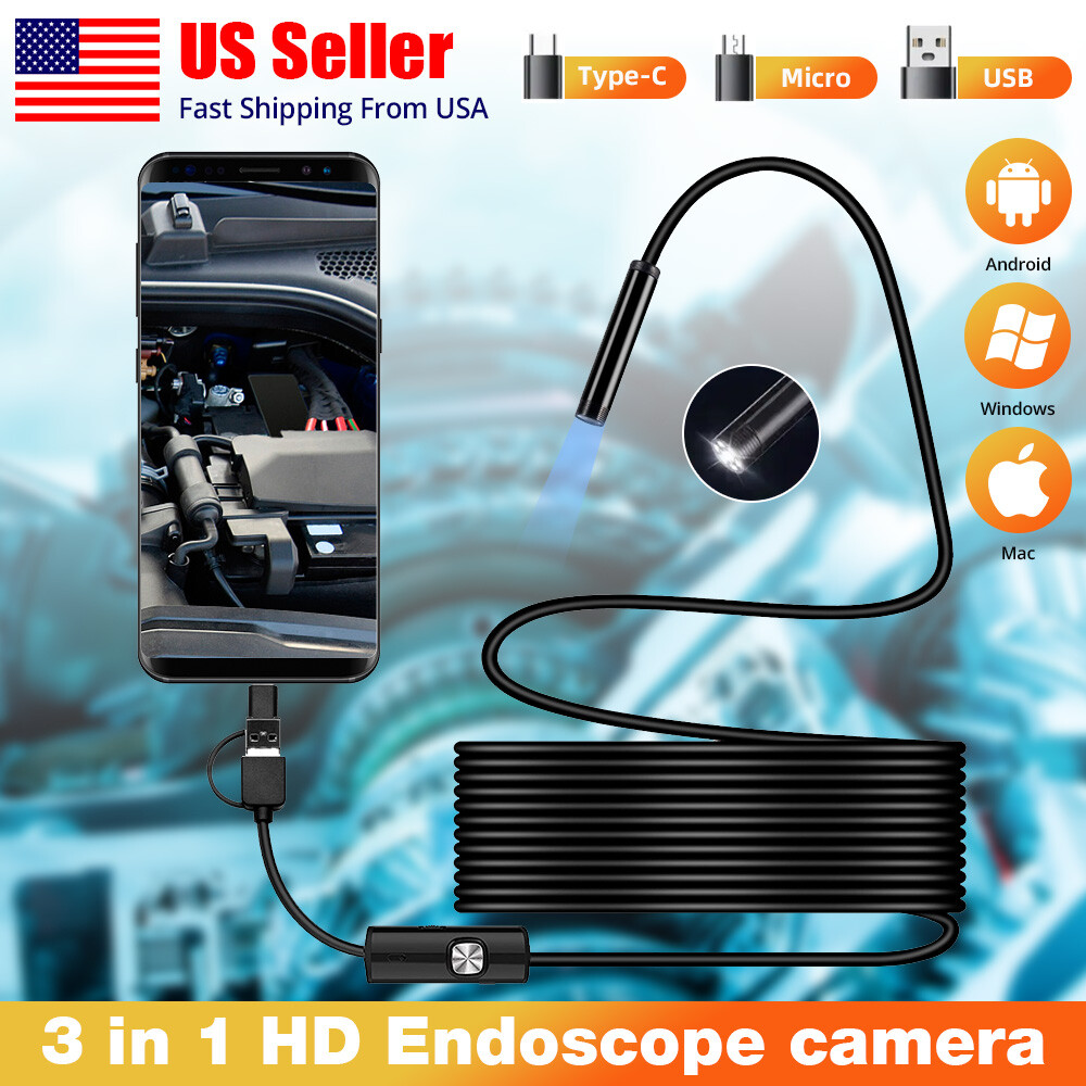 6LED USB Snake Endoscope Borescope HD Inspection Camera Scope For Android Type C
