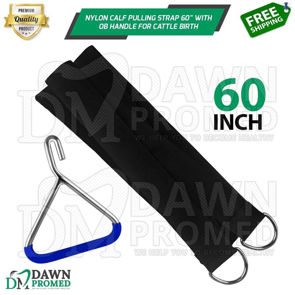 Nylon Calf Pulling Strap 60" With OB Handle For Aid in Cattle Difficult Births