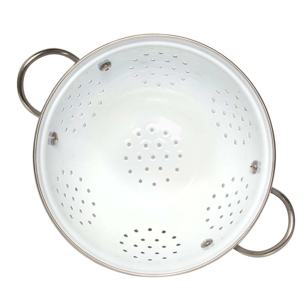 ROOSTER Enameled Colander, Enamelware Draining Strainer Pasta Fruit 2.6 qt