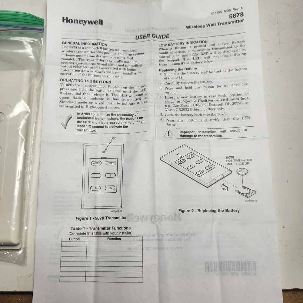 Honeywell Wireless Wall Transmitter