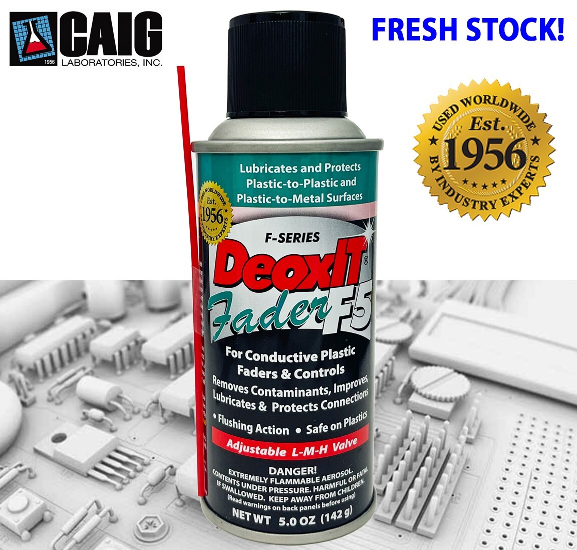 DeoxIT Fader F5S-H6, L-M-H Spray Valve, 5% Solution, 5oz, FRESH STOCK CAIG LABS