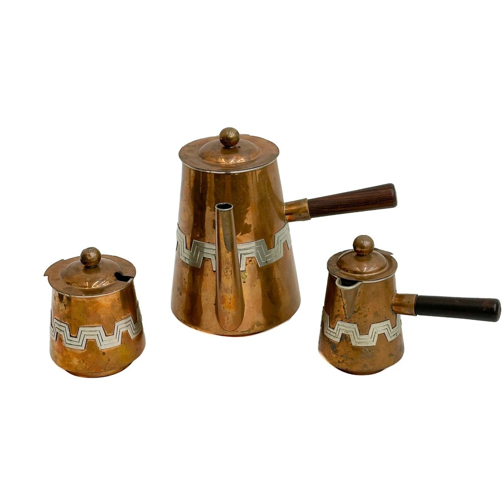Cobre Mexico Applied Silver Copper Tea Coffee Set