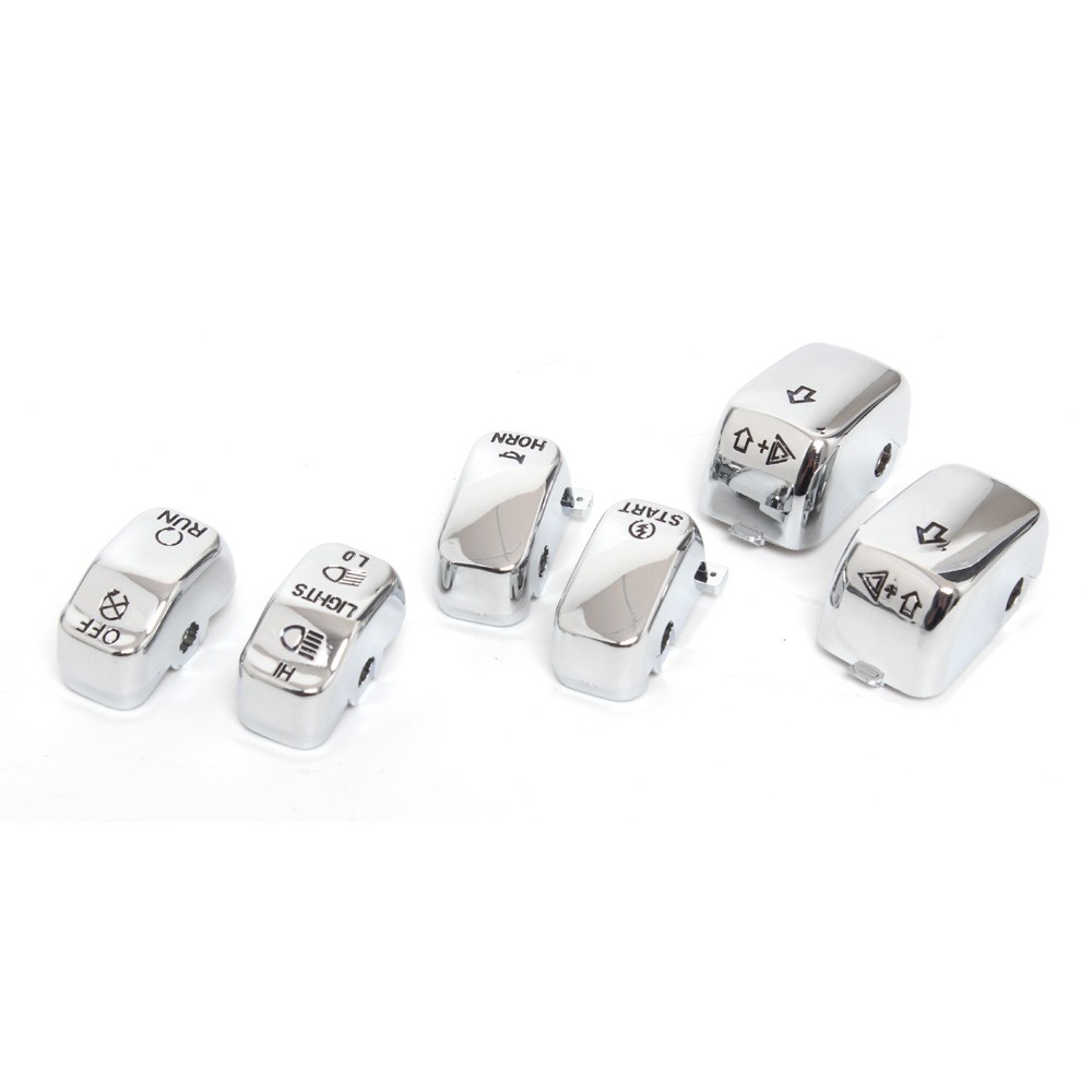 6pcs Chrome Hand Control Switch Button Cap For Harley Softail Dyna 1996-2010 US