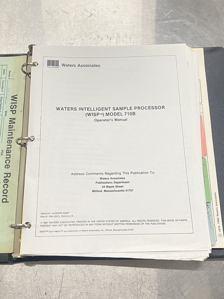 Waters Intelligent Sample Processor WISP 710B- Users Guide / Instructions Manual