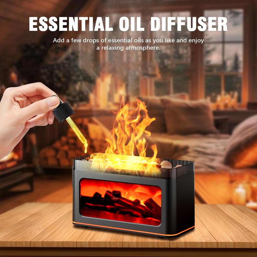 Flame Humidifier Ultrasonic Aromatherapy Essential Oil Diffuser with LED Light