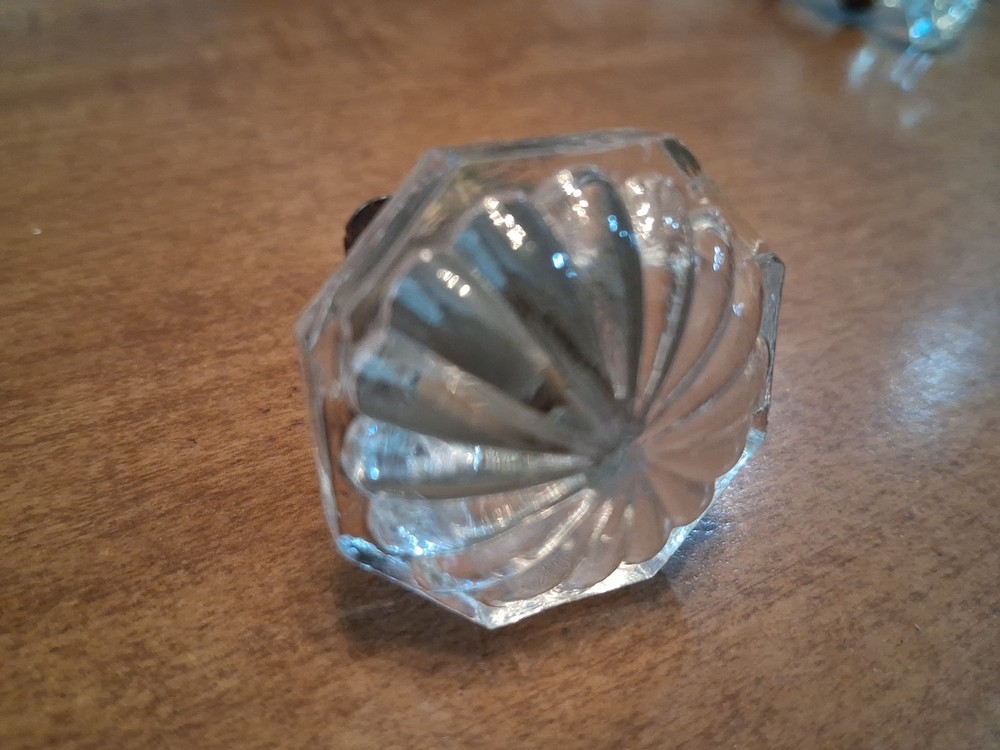 Antique Glass Drawer Pull Knobs Set Of 4 Octagon Shape