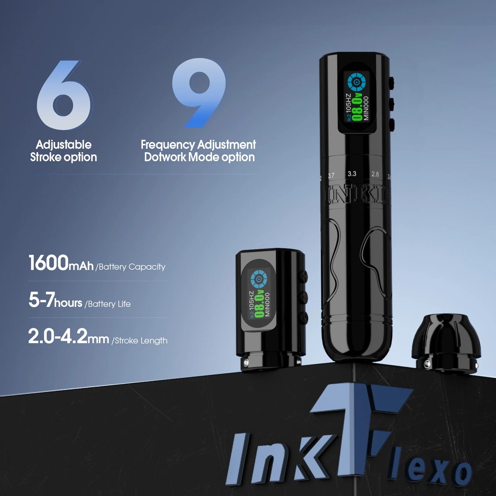 EZ Inkflexo 2.2-4.2mm Adjustable Stroke Wireless Tattoo Machine Battery Coreless