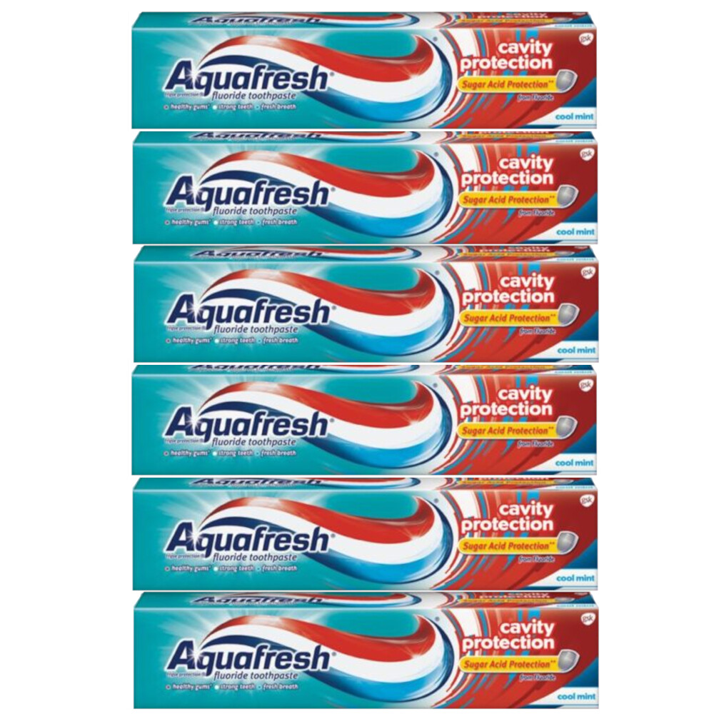6 Pack - AquaFresh Cool Mint Fluoride Toothpaste Cavity Protection 5.6 Oz Each