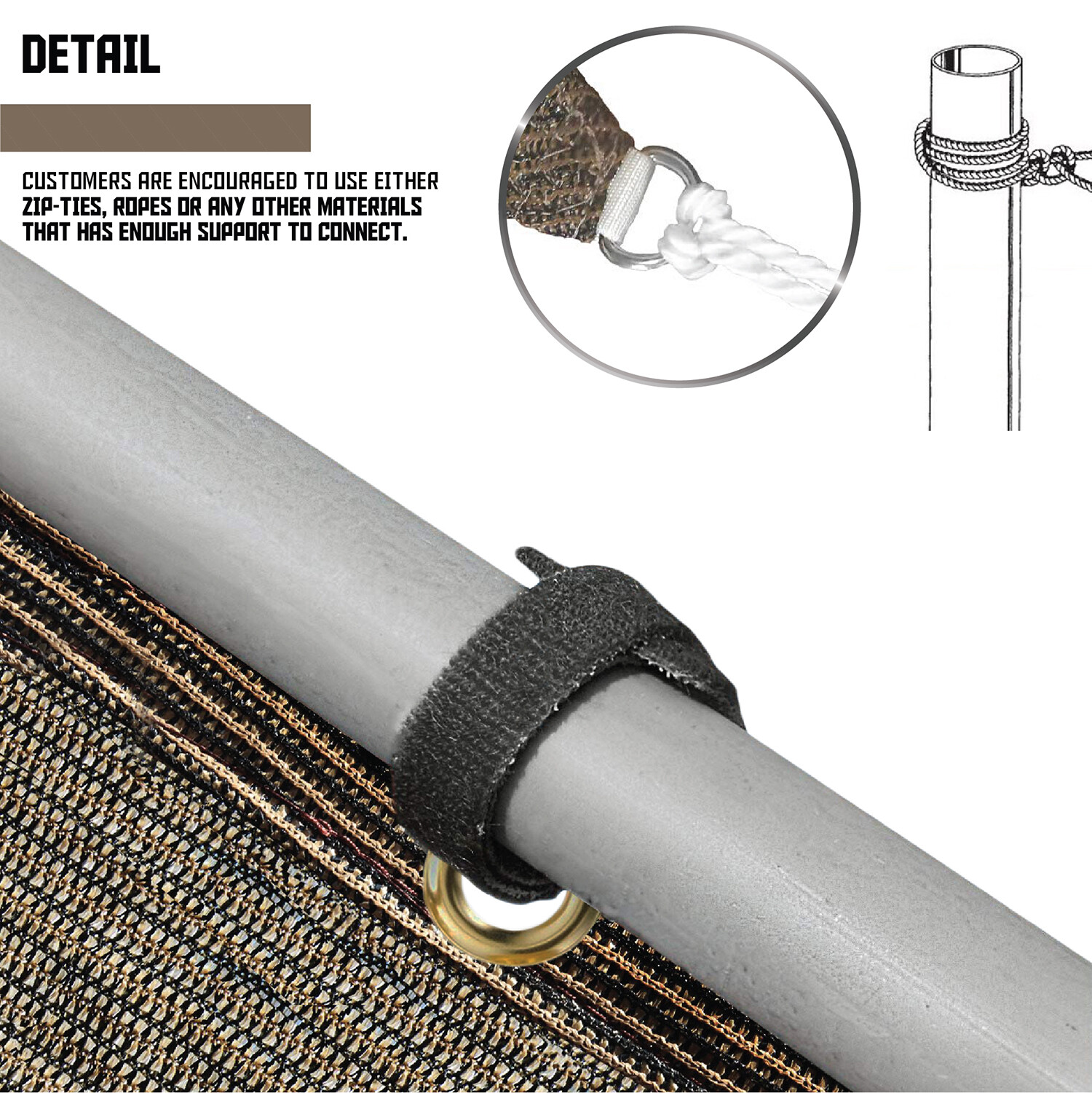 Sun Shade Sail 180GSM Straight Edge Shelter Canopy Cover Garden Outdoor Brown