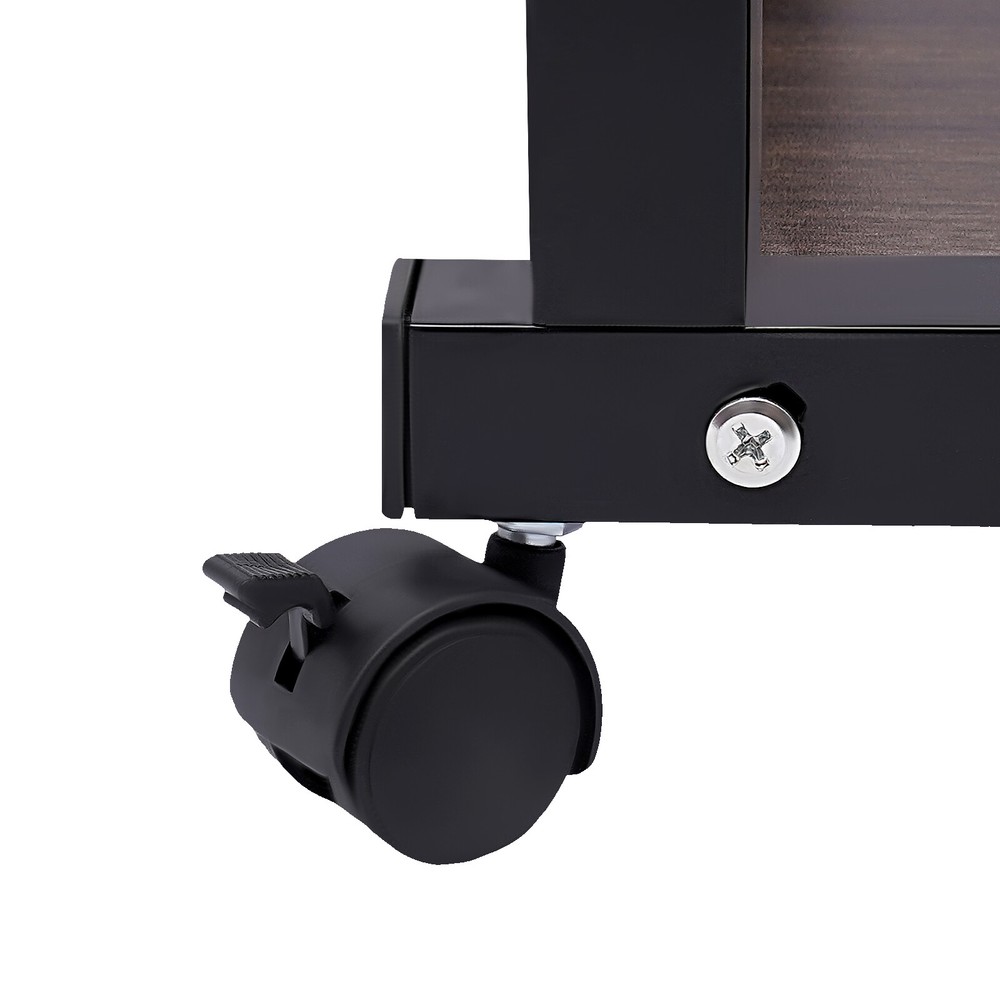 C-shaped Side Table Height Adjustable With Wheels Storage Shelf For Couch Bed