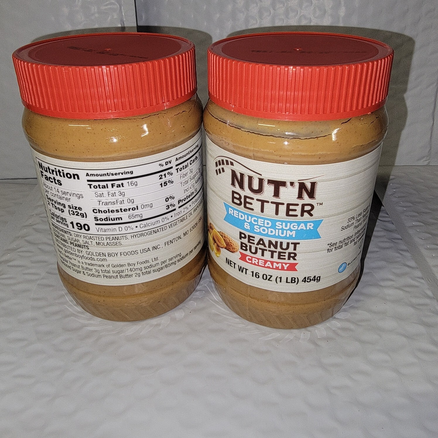 Nut'N Better CREAMY Peanut Butter Low Sugar/Sodium 16 oz (PACK of 12)