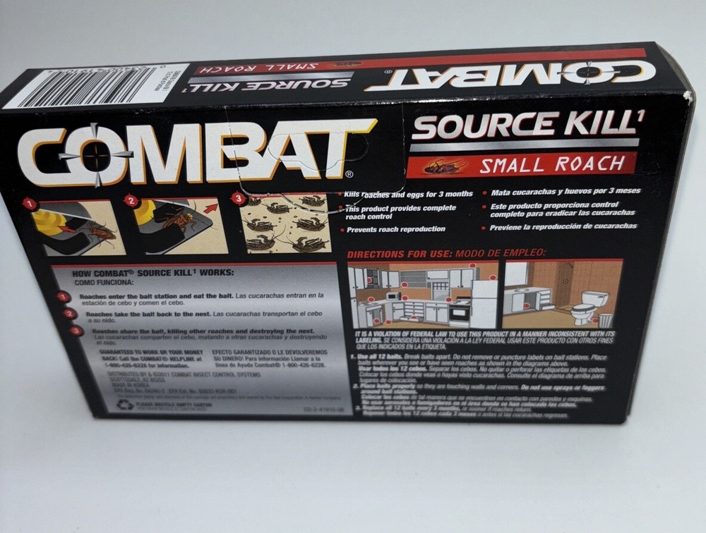 Combat Source Kill 41910 Roach Control 12 Bait Stations New