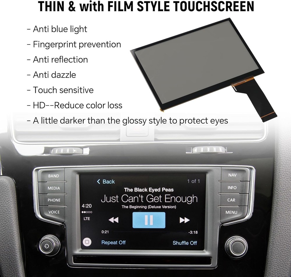 6.5" Touch Screen Display Replacement for VW Touchscreen with rubber and film