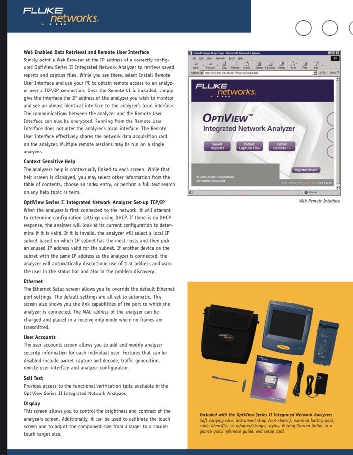 Fluke Network Optiview Series II Integrated Network Analyzer Excellent Condition