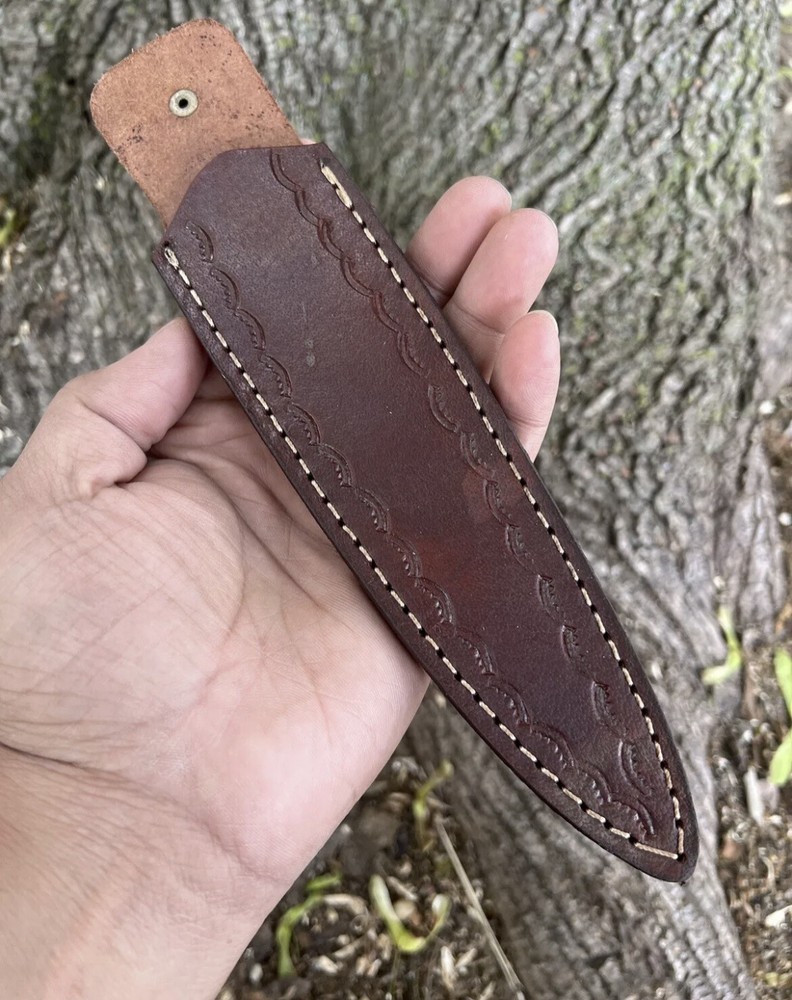 Damascus Double edged Dagger Fixed Blade Boot Knife Outdoor Hunting Throwing